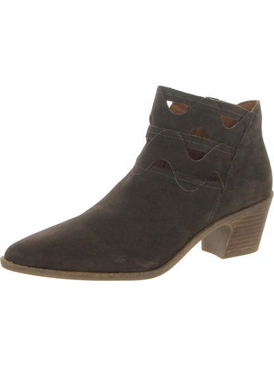 Lucky Brand Womens Pointed Toe Block Heel Ankle Boots In Grey