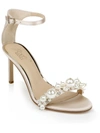 Jewel Badgley Mischka Lassie Womens Ankle Strap Open Toe Heels In Beige