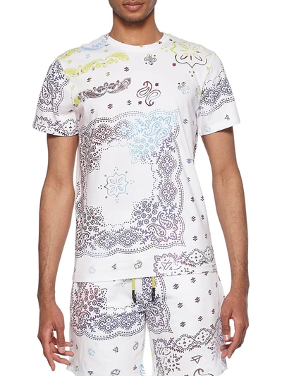 Elevenparis Paisley Bandana Mens Cotton Crew Neck Graphic T-shirt In White