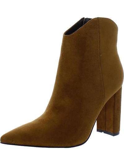 Marc Fisher Womens Pointed Toe Block Heel Ankle Boots In Brown