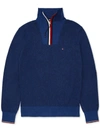 Tommy Hilfiger Manhattan Mens Cotton Ribbed Trim Pullover Sweater In Blue