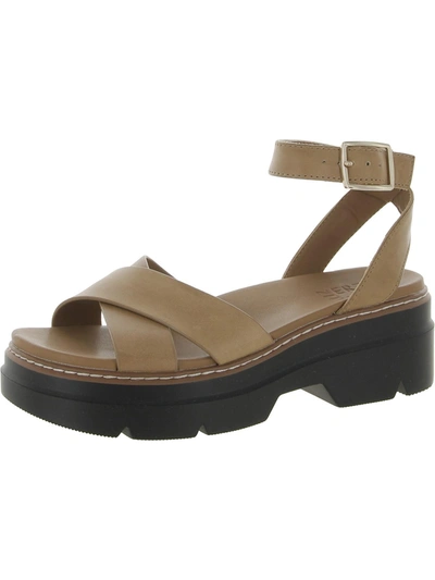 Naturalizer Darry Womens Leather Ankle Strap Platform Sandals In Beige