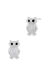 Savvy Cie Jewels Italian Sterling Silver 4mm X 6mm Owl Stud Earrings In White