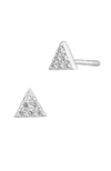 Savvy Cie Jewels Sterling Silver Gold Plated Cz Triangle 4mm Stud Earrings In White