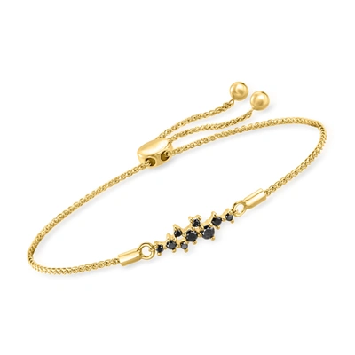 Rs Pure By Ross-simons Scattered Black Diamond Bolo Bracelet In 14kt Yellow Gold