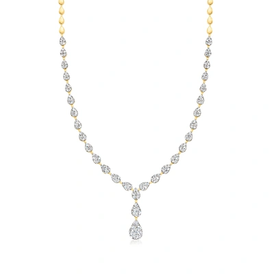 Ross-simons Diamond Teardrop Necklace In 14kt Yellow Gold In Silver
