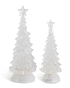 K & K INTERIORS SET OF 2 CLEAR ACRYLIC LED TREES WITH STAR TOP