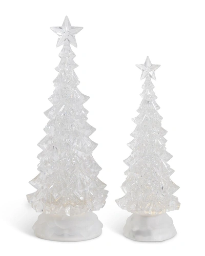K & K Interiors Set Of 2 Acrylic Swirling Glitter Led Trees In Clear