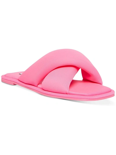 Steve Madden Women's Dixie Plush Slip-on Crisscross Slide Sandals In Neon Pink