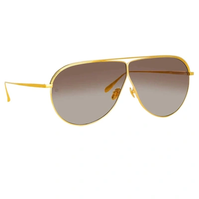 Linda Farrow Hura Aviator Sunglasses In Gold
