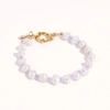 JOEY BABY 18K GOLD PLATED FRESHWATER PEARLS WITH PURPLE GLASS BEADS - TARO BRACELET 7"