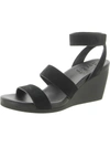 Naturalizer Genn-ignite Womens Leather Ankle Strap Wedge Sandals In Black Faux Nubuck