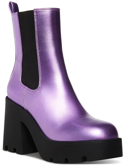 Madden Girl Tippah Womens Faux Leather Platform Mid-calf Boots In Purple