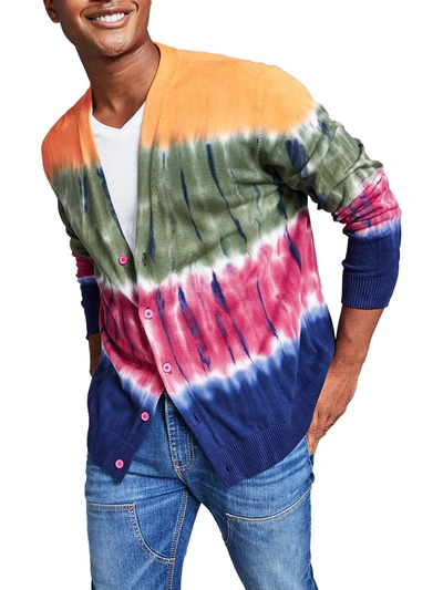 And Now This Mens Tie-dye Knit Cardigan Sweater In Multi