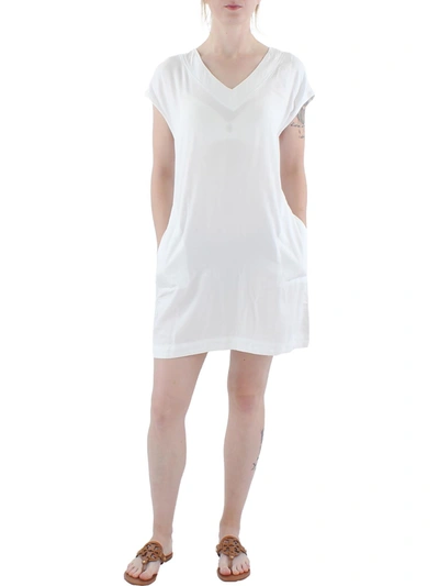 Splendid Womens Mini V-neck T-shirt Dress In White