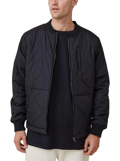 Cotton On Mens Cold Weather Quilted Bomber Jacket In Black