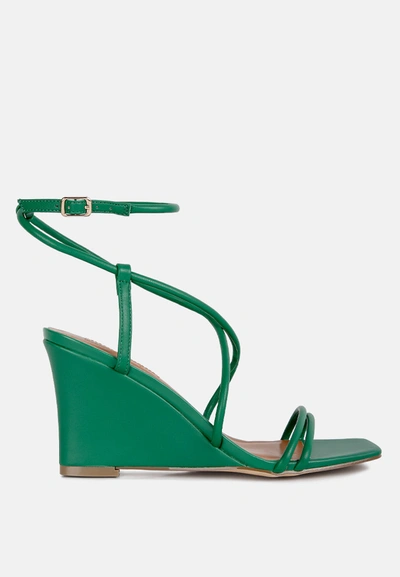 London Rag Gram Hunt Ankle Strap Wedge Sandals In Green