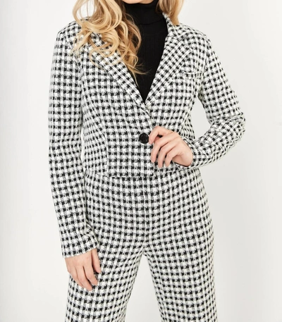 Frank Lyman Cropped Houndstooth Jacket In Black/off White
