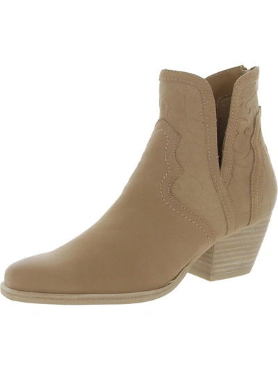 Dolce Vita Womens Leather Slip-on Booties In Beige