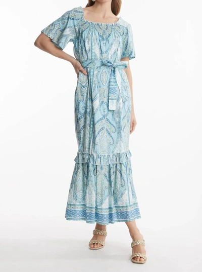 Tyler Boe Erin Off The Shoulder Maxi Dress In Paisley In Blue