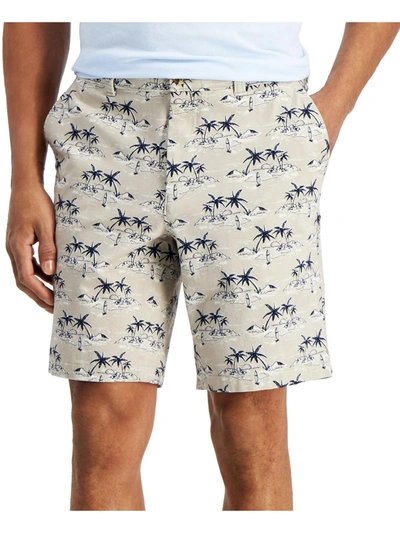 Club Room Mens Print 9" Inseam Khaki Shorts In Beige