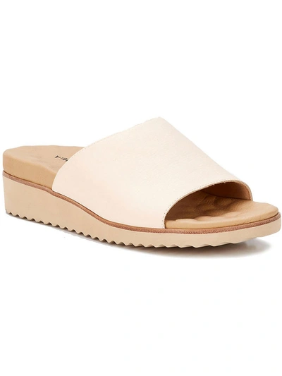 Walking Cradles Heston Womens Leather Slip-on Slide Sandals In White