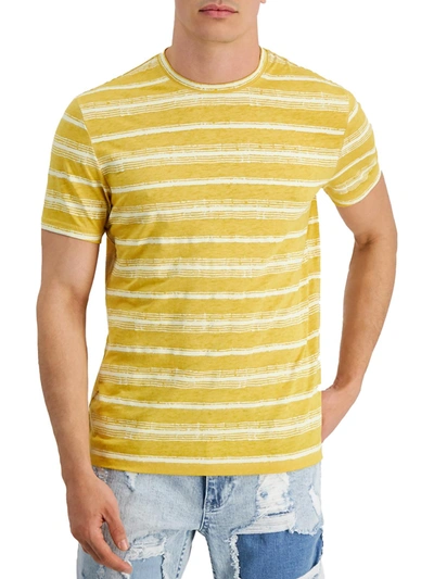 Inc Mens Crewneck Striped T-shirt In Yellow