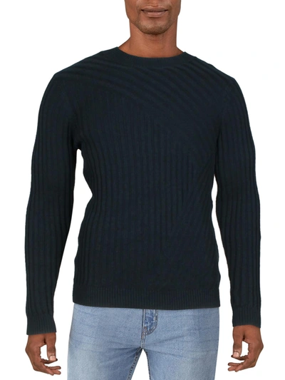 Inc Tucker Mens Cotton Ribbed Crewneck Sweater In Blue