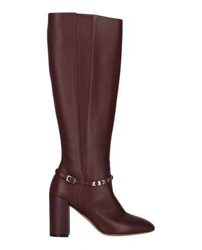 Ferragamo Triba Leather Knee-high Boots In Red