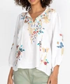 Johnny Was Feathers Blouse In White