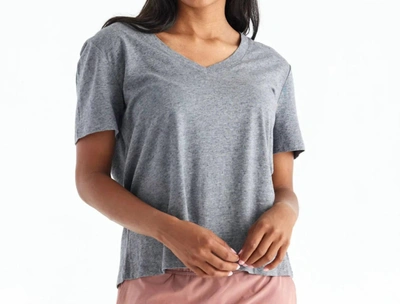 Free Fly W Bamboo Heritage V-neck Tee - Heather Flint In Grey