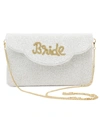 Golden Stella Bride Scallop Beaded Clutch In Seed Bead White In Multi