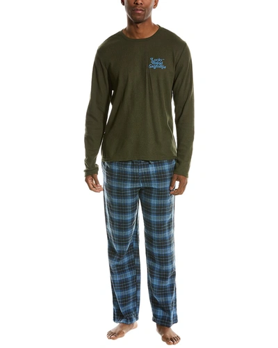 Lucky Brand Thermal Pajama Gift Set In Green