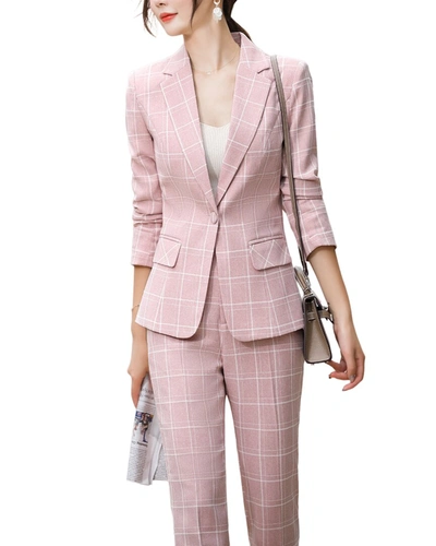 Bossy Chic 2pc Blazer & Pant Set In Pink