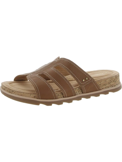 Clarks Yacht Coral Womens Slip On Open Toe Slide Sandals In Brown