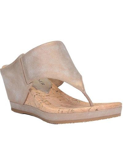 Donald J Pliner Malonet 8 Womens Metallic Thong Wedge Sandals In Beige