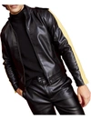 ROYALTY BY MALUMA MENS FAUX LEATHER STRIPED MOTORCYCLE JACKET