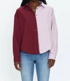 PISTOLA SLOANE OVERSIZED BUTTON DOWN SHIRT IN BORDEAUX AND PINK