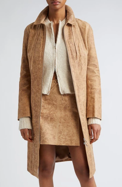 Paloma Wool Beige Ginevra Leather Coat In C/144 Beige