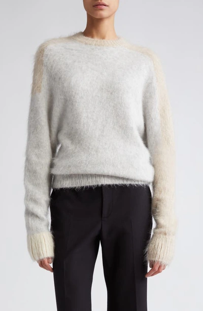 Proenza Schouler Asymmetric Color-block Brushed-knit Sweater In Light Grey Multi