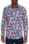 Robert Graham The Atlas Abstract Floral Stretch Button-up Shirt In Black Multi