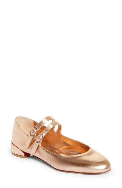 Christian Louboutin Sweet Jane Metallic Red Sole Ballerina Flats In Cream