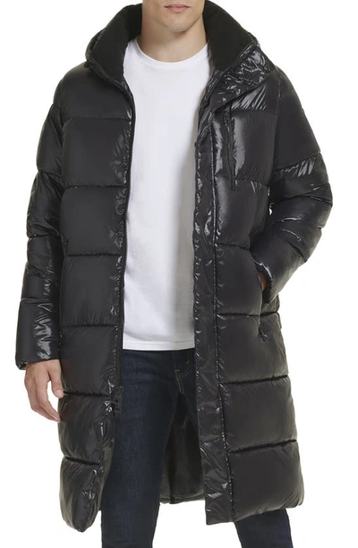 Guess Long Puffer Coat In Black