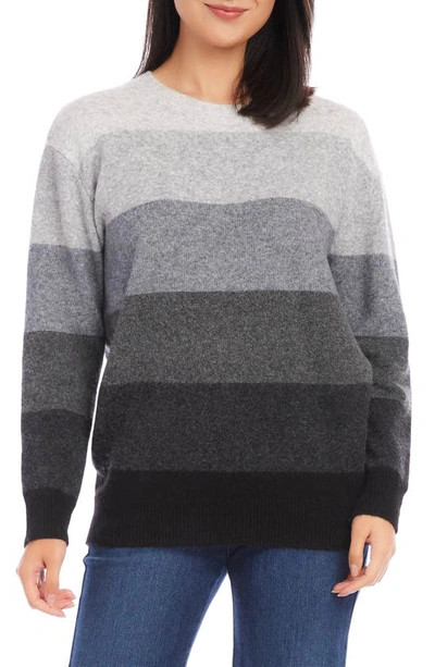 Karen Kane Striped Ombre Sweater In Gray