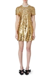 Carolina Herrera Sequin Mini Shift Dress In Gold