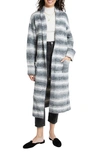 Saachi Horizontal Stripe Longline Cardigan In Grey