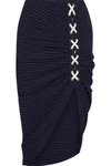 VERONICA BEARD MARLOW RUCHED STRIPED CREPE SKIRT