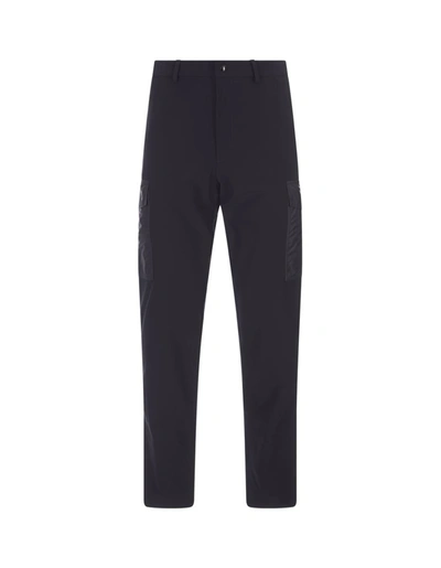 Moncler Logo-patch Straight-leg Cargo Trousers In Blue