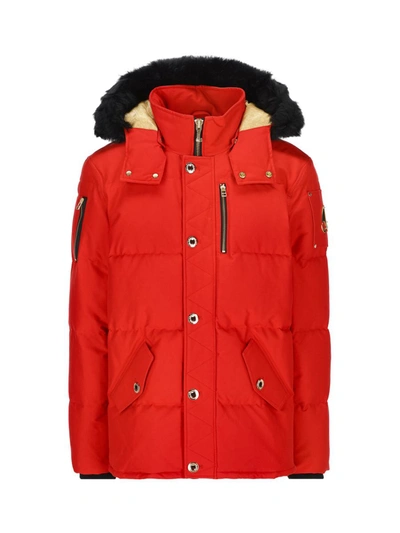 Moose Knuckles Hooded Coat In Fire Red