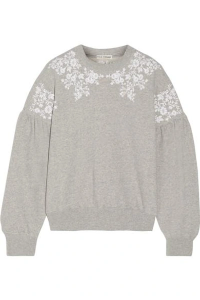 Ulla Johnson Judith Embroidered Cotton-jersey Sweatshirt In Heather Grey